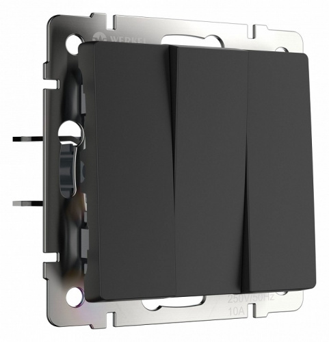 Выключатель трехклавишный без рамки Werkel черный матовый W1130008 (черный матовый)