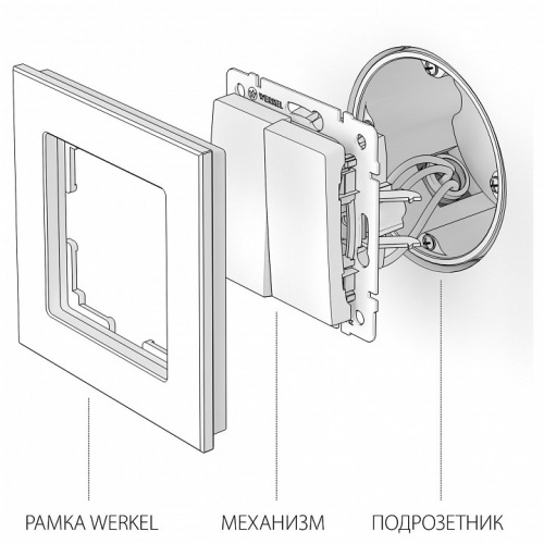 Выключатель проходной двухклавишный без рамки Werkel белые a051126 фото 3