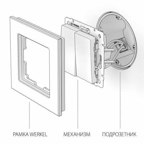 Выключатель проходной двухклавишный без рамки Werkel серебряный W1122006 фото 3