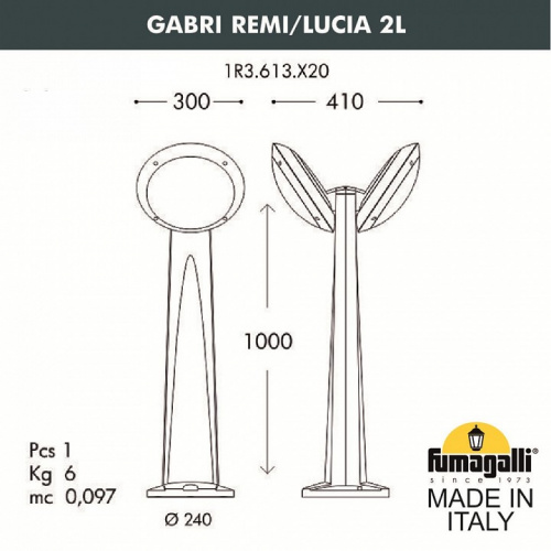 Наземный высокий светильник Fumagalli Lucia 1R3.613.X20.LYE27 фото 2