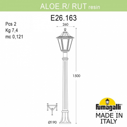 Наземный высокий светильник Fumagalli Rut E26.163.000.WYF1R фото 3