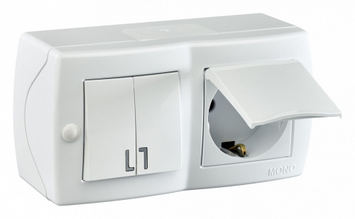 Блок с розеткой и выключателем Mono Electric Octans IP20 104-010101-187