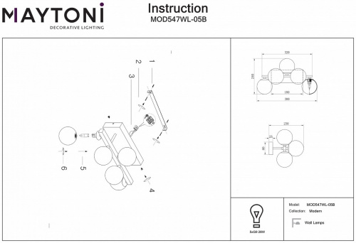 Бра Maytoni Dallas MOD547WL-05B фото 2