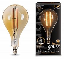 Лампа светодиодная Gauss LED Vintage Filament E27 8Вт 2400K 149802008