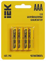 Батарейка щелочная Alkaline LR03/AAA (4шт/блистер) IEK