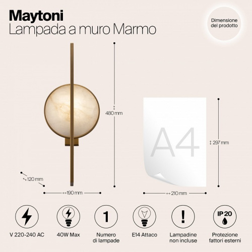 Бра Maytoni Marmo MOD099WL-01G фото 2