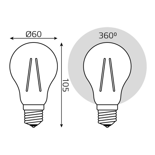 Лампа светодиодная филаментная LED 10 Вт 930 лм 2700К AC185-265В E27 А60 (груша) теплая  Black Filament Gauss фото 3