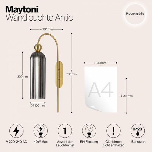 Бра Maytoni Antic MOD302WL-01GR фото 2