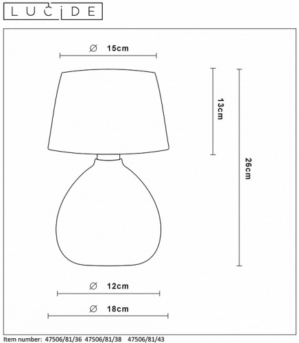 Настольная лампа декоративная Lucide Ramzi 47506/81/36 фото 3