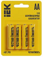 Батарейка щелочная Alkaline LR06/AA (4шт/блистер) IEK